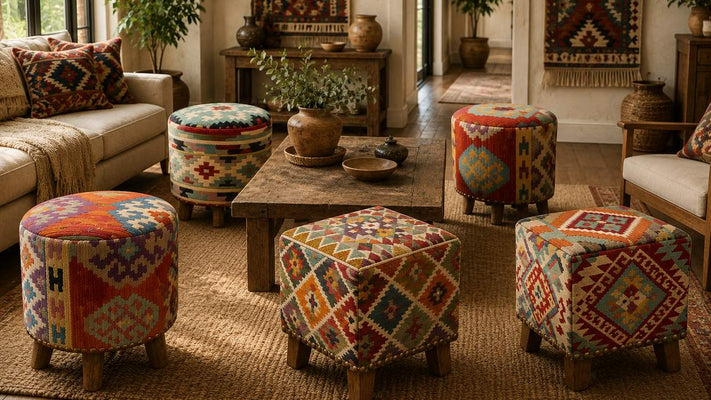 Kilim Stools | Handmade Kilim Ottoman Stools