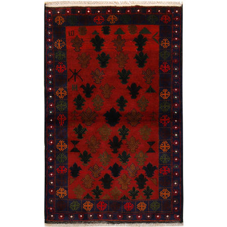 Baluchi Rug Handmade Multi Geometric 3x5 ft