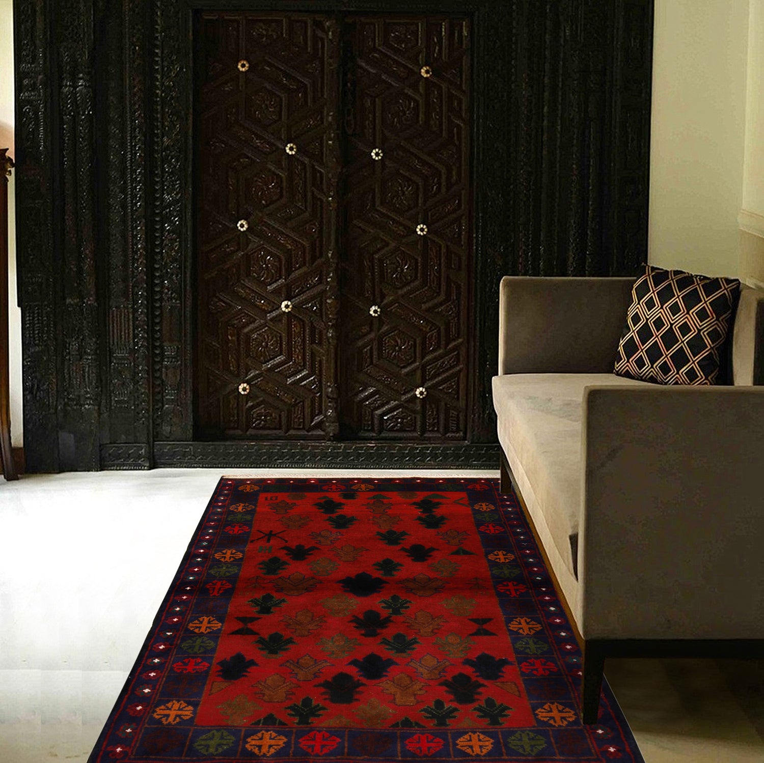 Baluchi Rug Handmade Multi Geometric 3x5 ft
