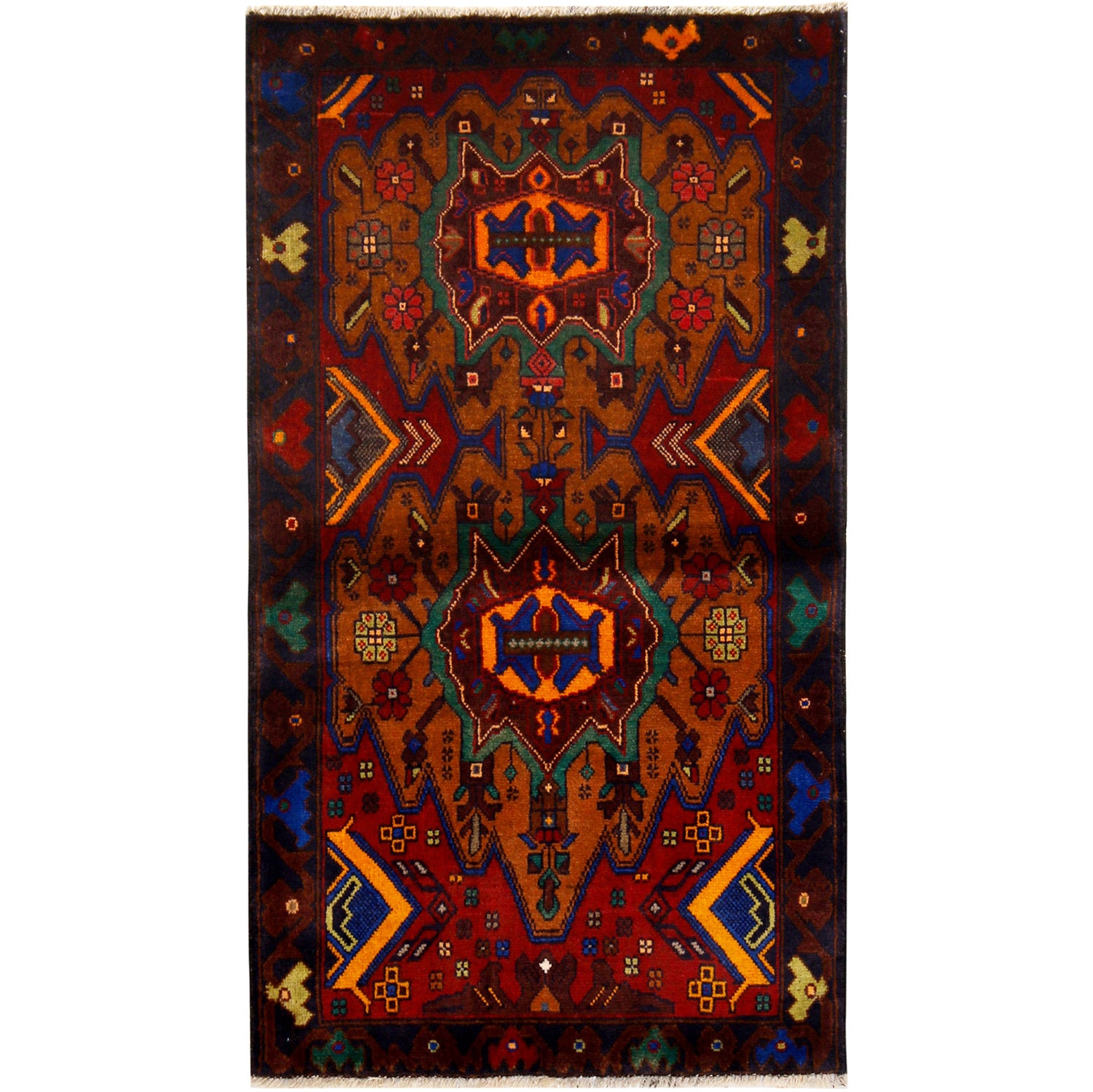 Baluchi Rug Handmade Multi Geometric 3x5 ft