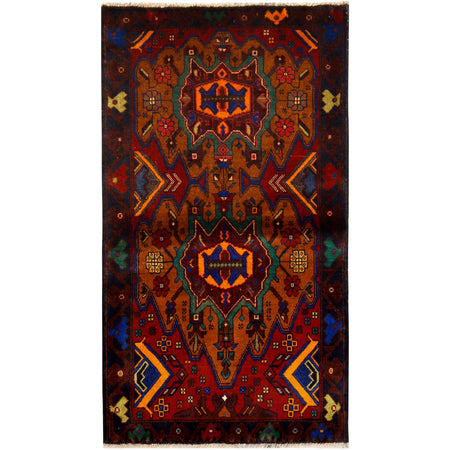 Baluchi Rug Handmade Multi Geometric 3x5 ft