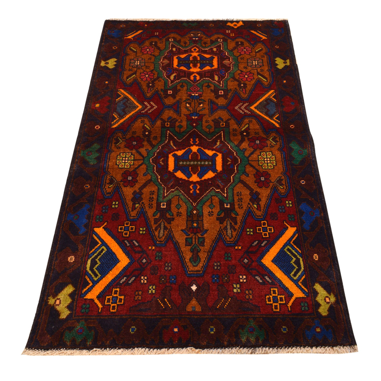 Baluchi Rug Handmade Multi Geometric 3x5 ft