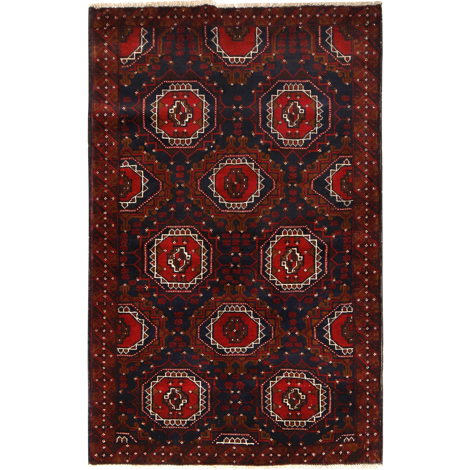 Baluchi Rug Handmade Multi Geometric 4x6 ft