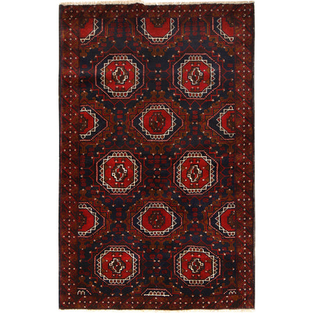 Baluchi Rug Handmade Multi Geometric 4x6 ft