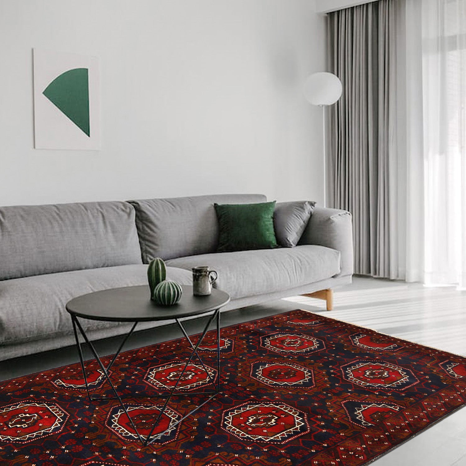 Baluchi Rug Handmade Multi Geometric 4x6 ft