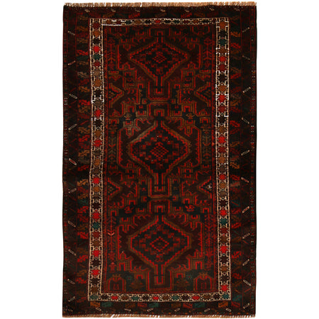Baluchi Rug Handmade Multi Geometric 3x5 ft