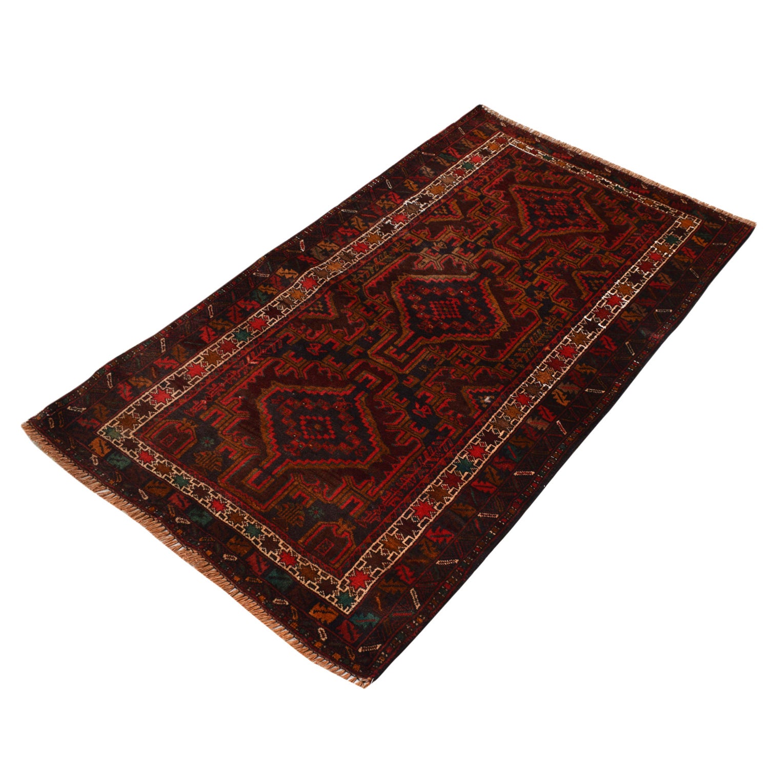 Baluchi Rug Handmade Multi Geometric 3x5 ft