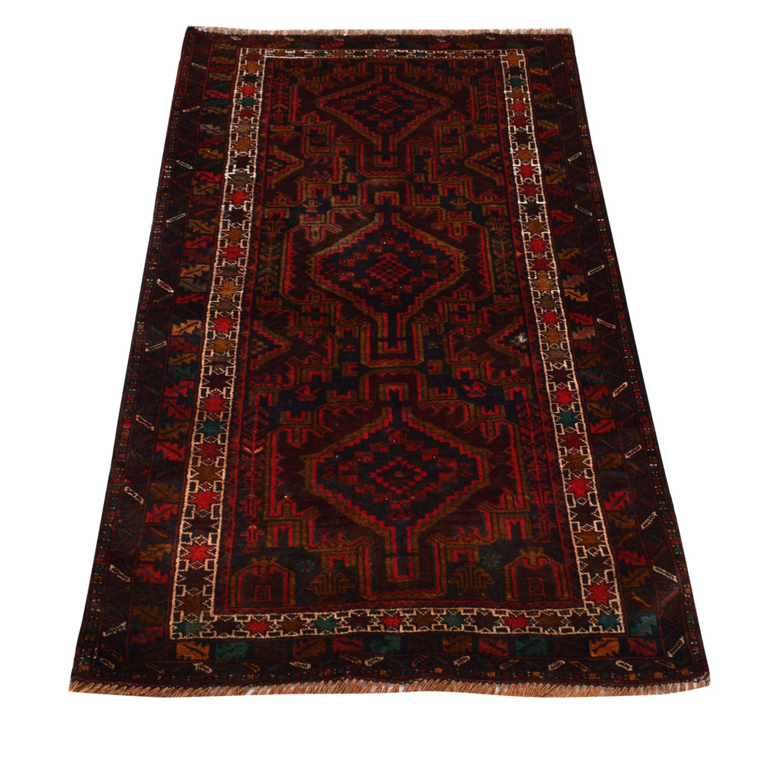 Baluchi Rug Handmade Multi Geometric 3x5 ft