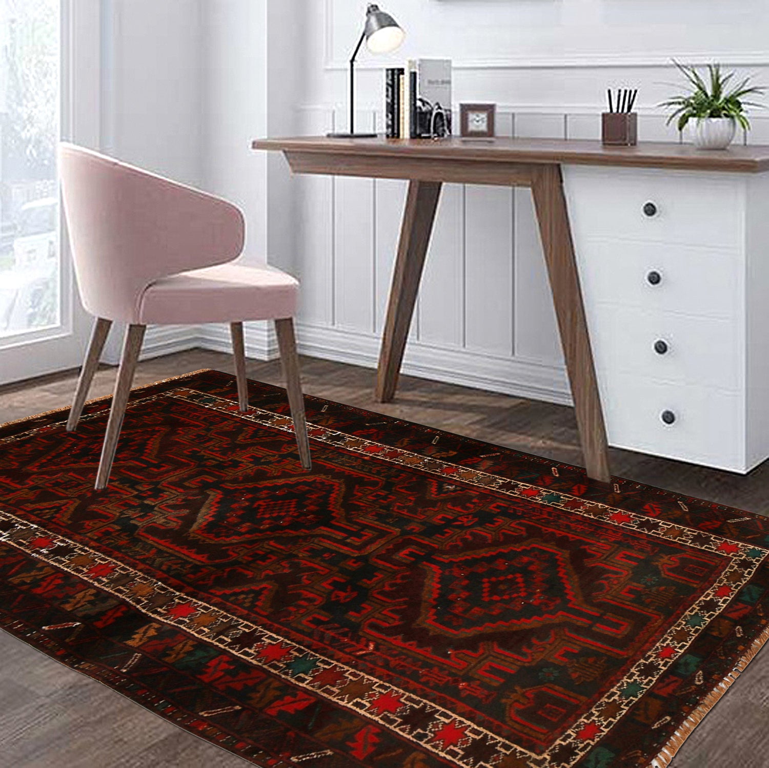 Baluchi Rug Handmade Multi Geometric 3x5 ft