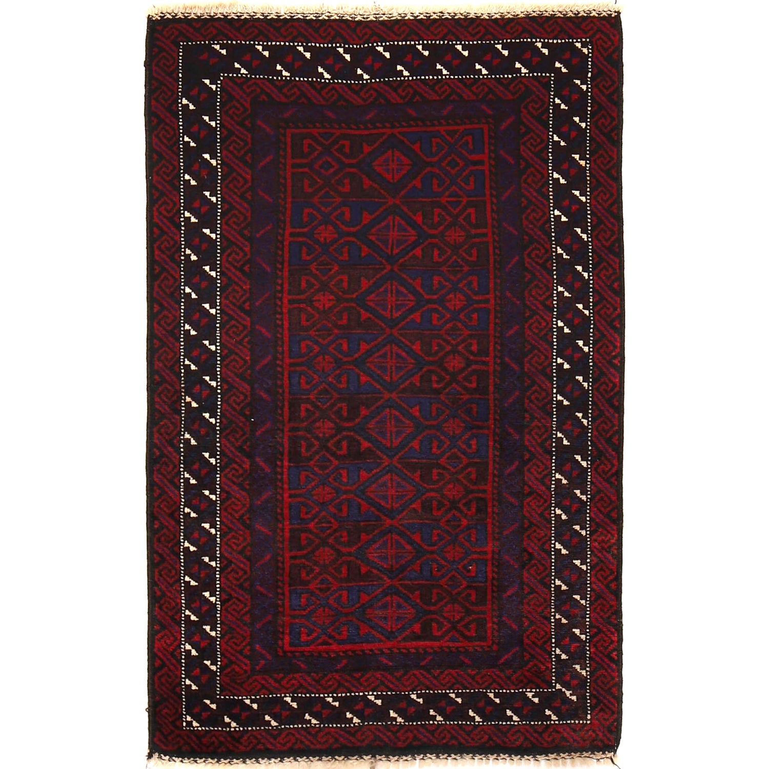 Baluchi Rug Handmade Multi Geometric 2x4 ft