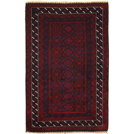 Baluchi Rug Handmade Multi Geometric 2x4 ft