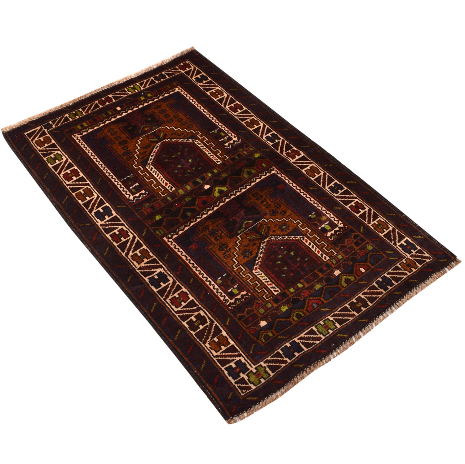 Baluchi Rug Handmade Multi Prayer Design 2x4 ft