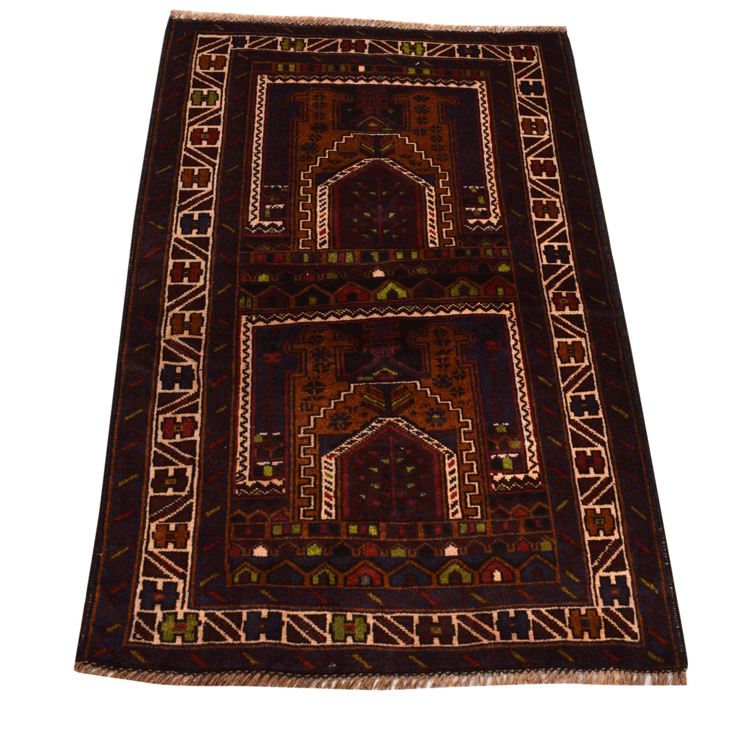 Baluchi Rug Handmade Multi Prayer Design 2x4 ft