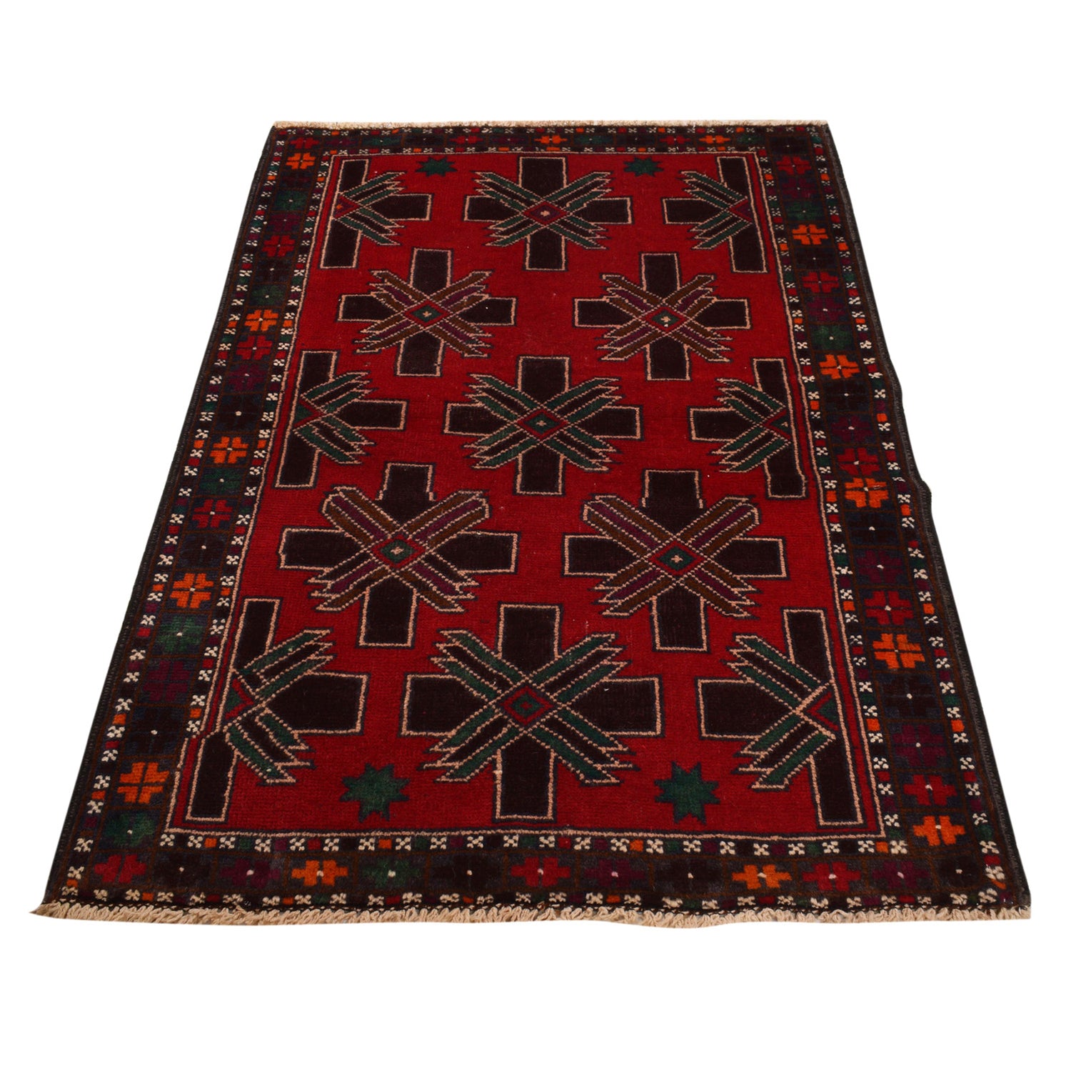 Baluchi Rug Handmade Multi Geometric 3x5 ft
