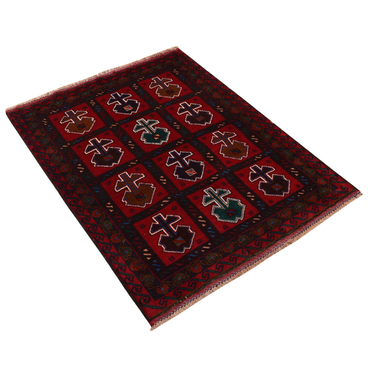 Baluchi Rug Handmade Multi Geometric 2x4 ft