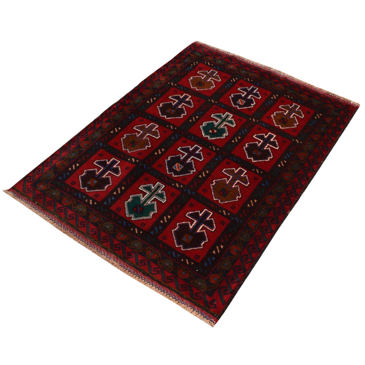 Baluchi Rug Handmade Multi Geometric 2x4 ft