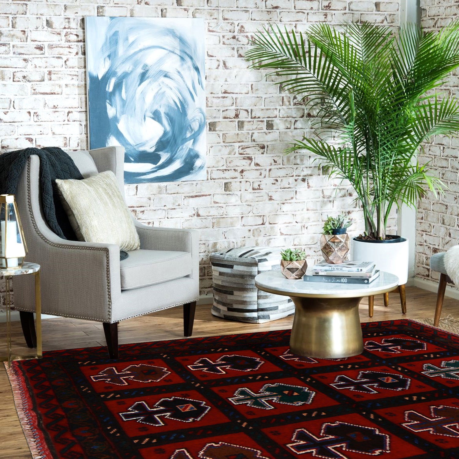 Baluchi Rug Handmade Multi Geometric 2x4 ft