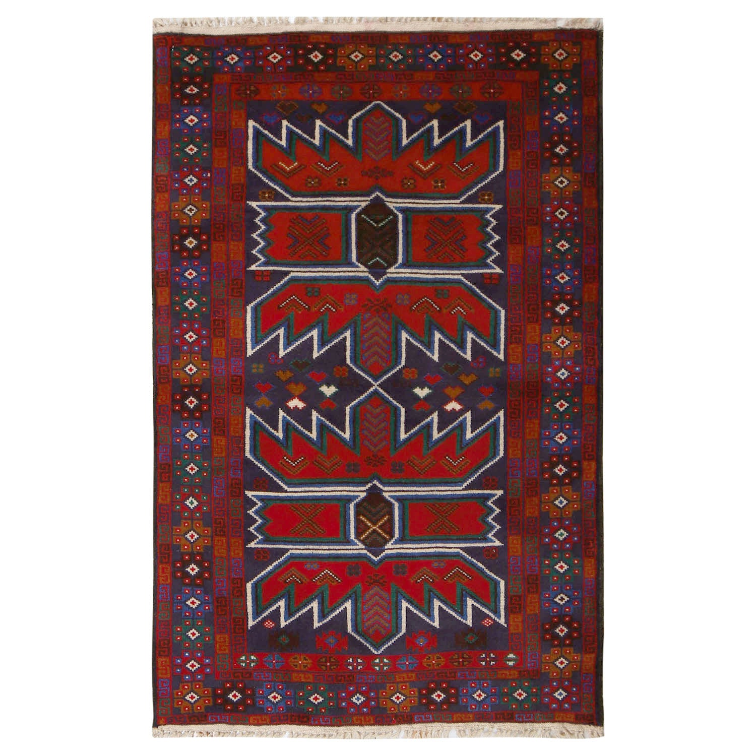 Baluchi Rug Handmade Multi Geometric 2x4 ft