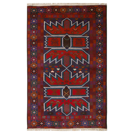 Baluchi Rug Handmade Multi Geometric 2x4 ft