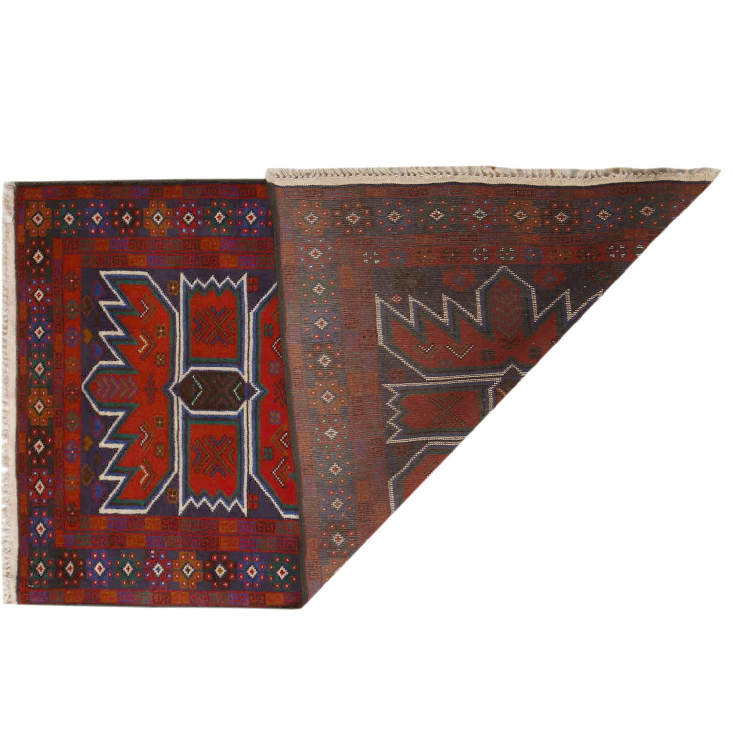 Baluchi Rug Handmade Multi Geometric 2x4 ft