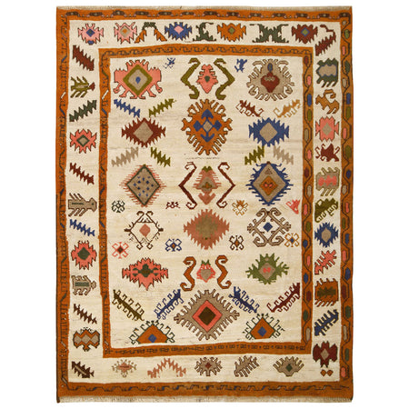 Kohistani Area Rug Handmade Beige Floral 5x8 ft