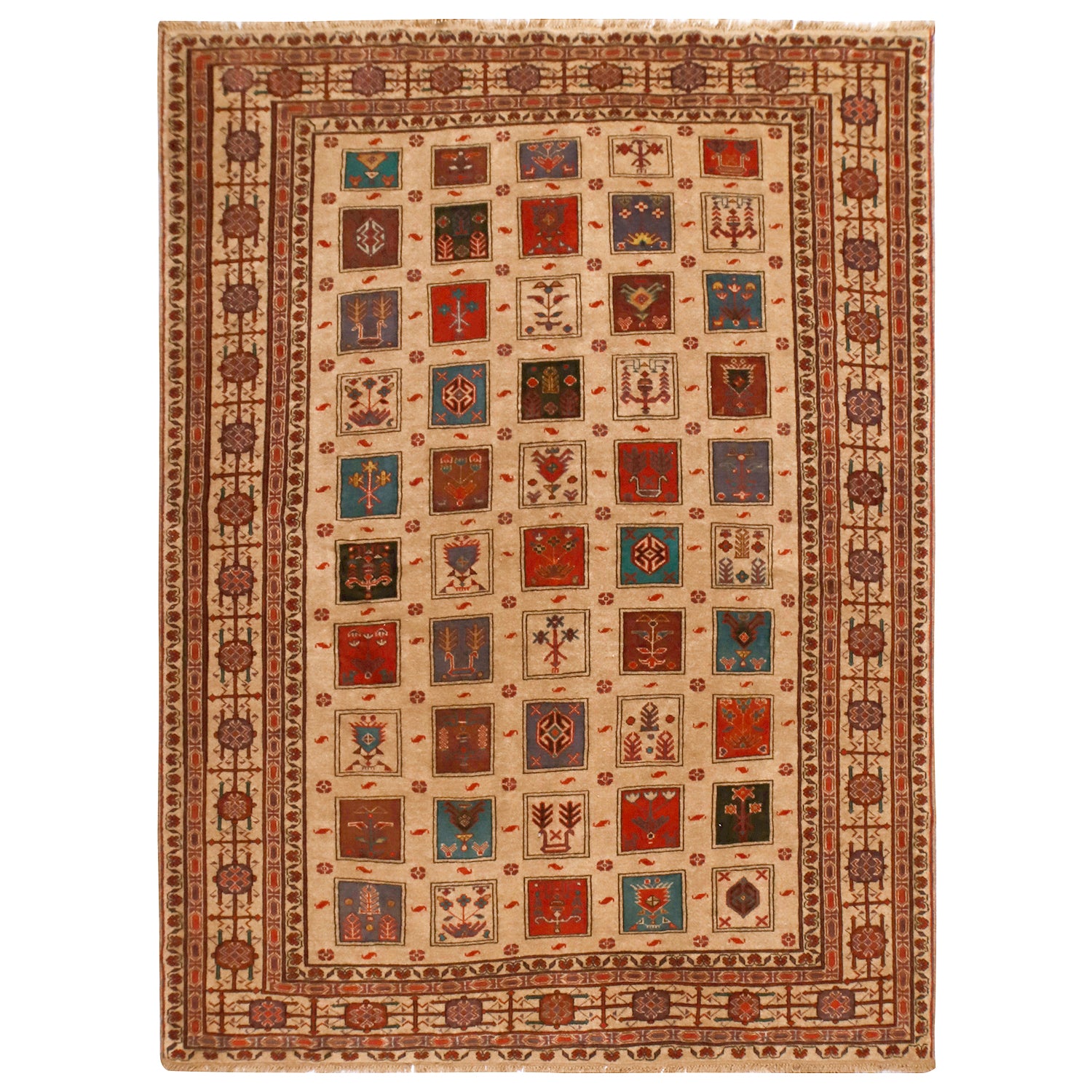 Baluchi Rug Handmade Beige Geometric 6x9 ft