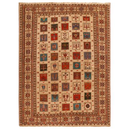 Baluchi Rug Handmade Beige Geometric 6x9 ft