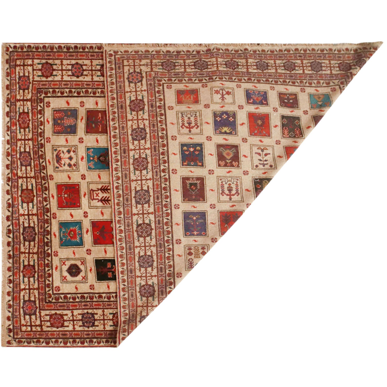 Baluchi Rug Handmade Beige Geometric 6x9 ft