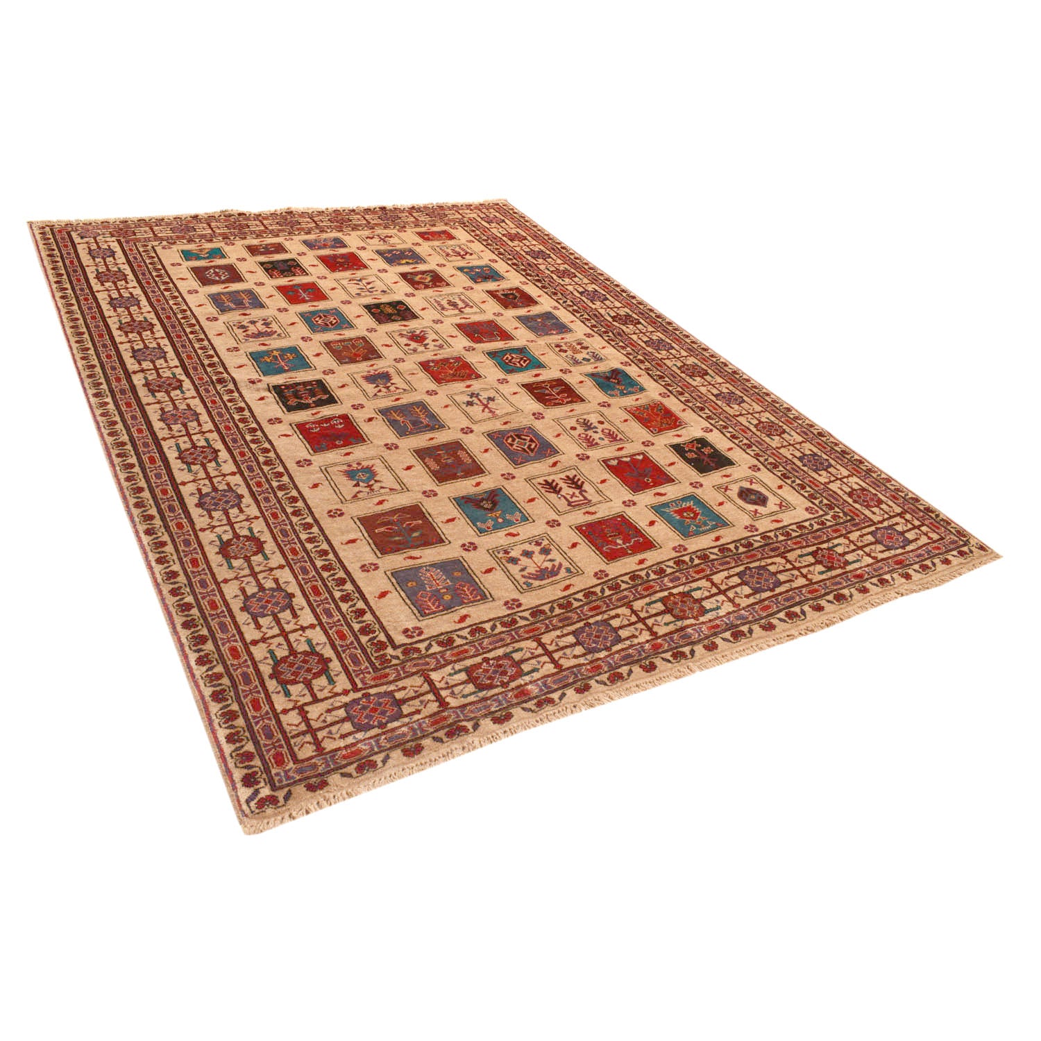Baluchi Rug Handmade Beige Geometric 6x9 ft