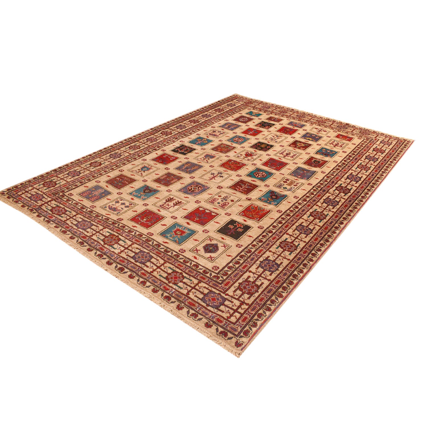 Baluchi Rug Handmade Beige Geometric 6x9 ft