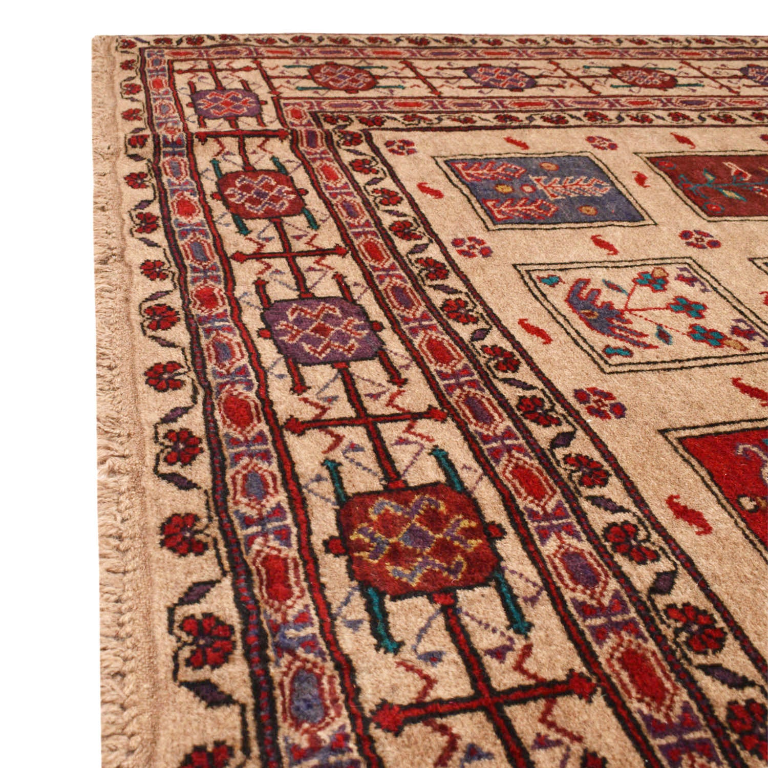 Baluchi Rug Handmade Beige Geometric 6x9 ft