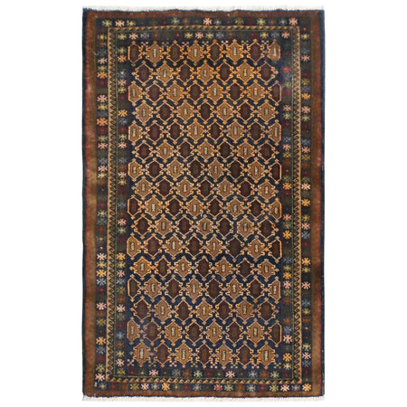 Baluchi Rug Handmade Multi Geometric 3x5 ft