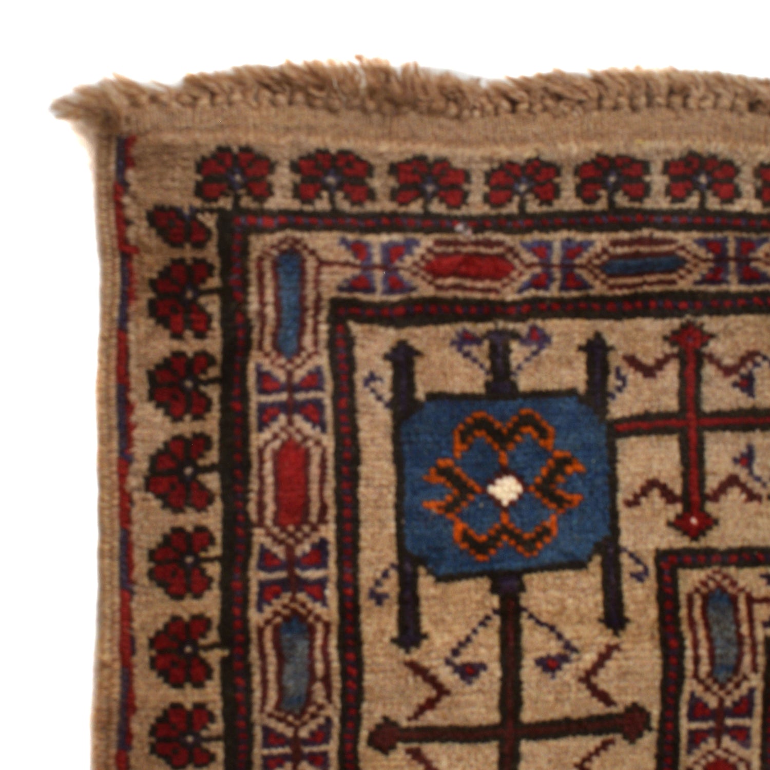 Baluchi Rug Handmade Tan Geometric 7x10 ft