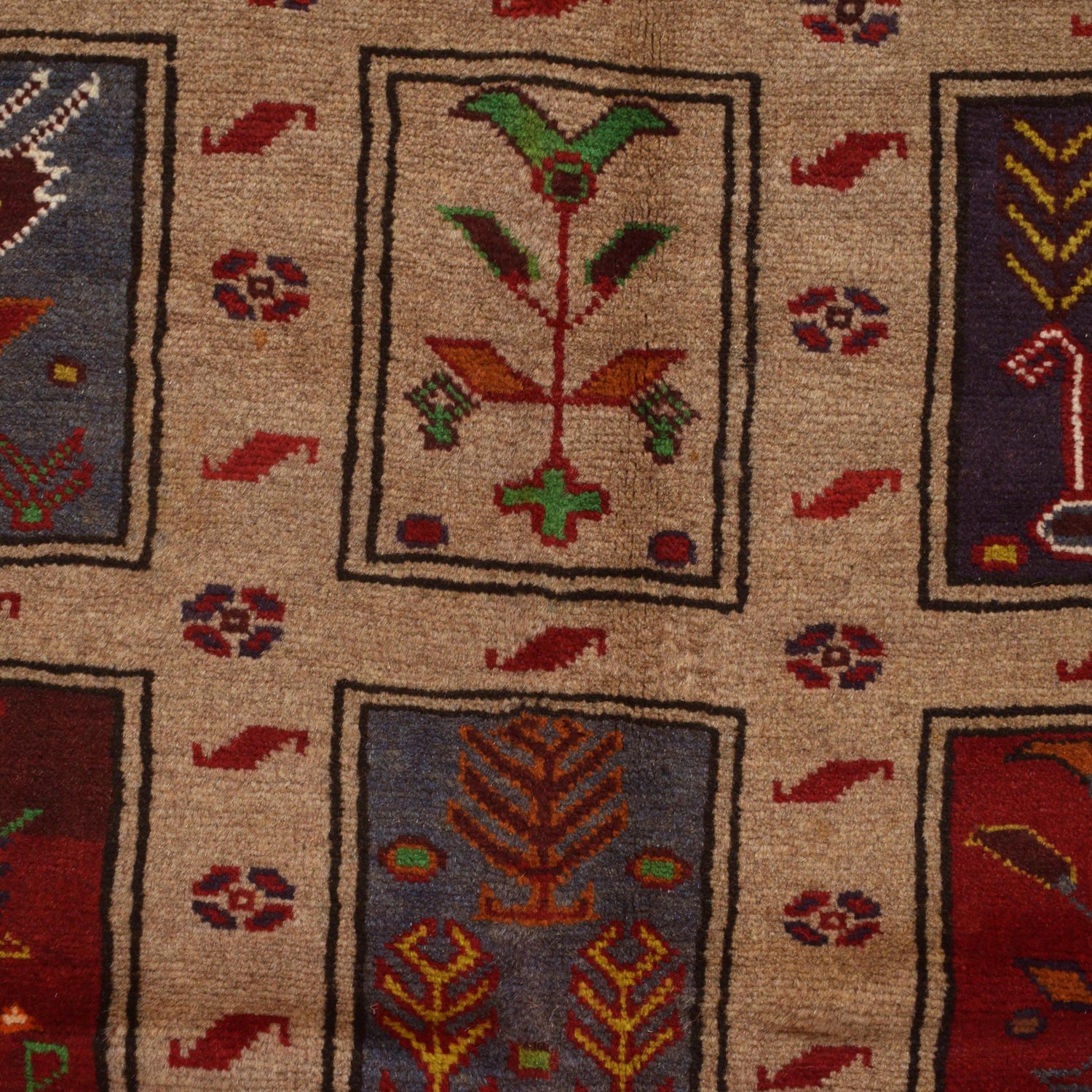 Baluchi Rug Handmade Tan Geometric 7x10 ft