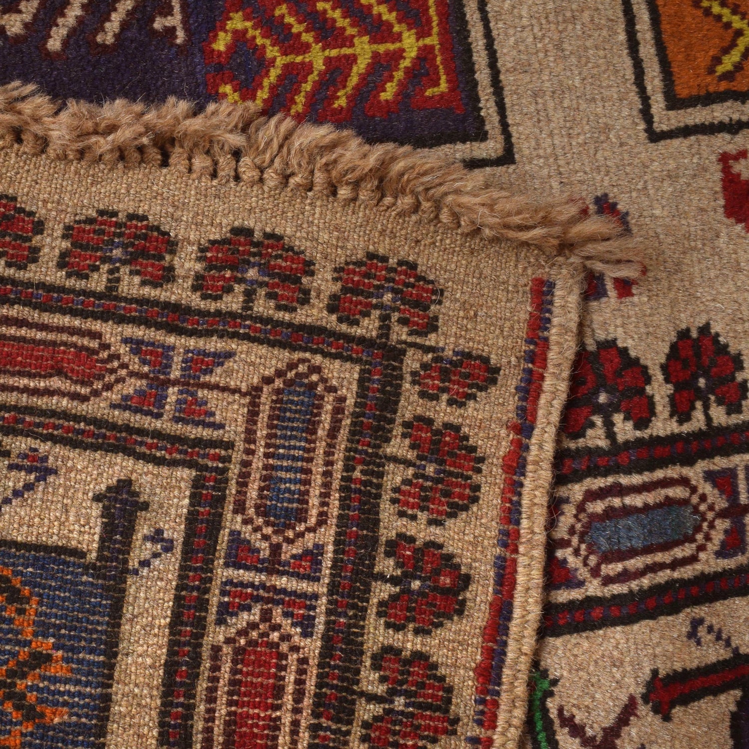 Baluchi Rug Handmade Tan Geometric 7x10 ft