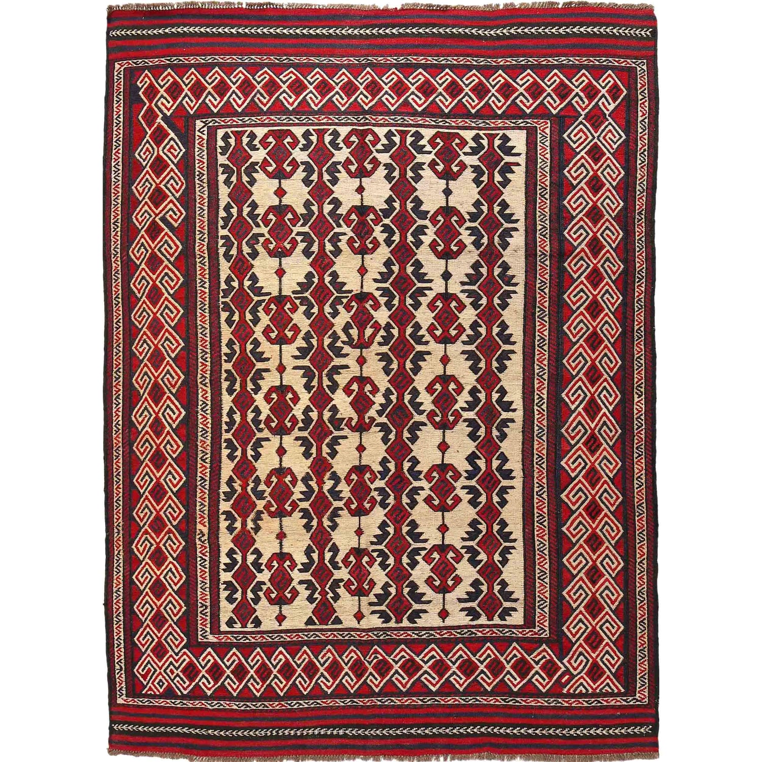 Saghari Kilim Area Rug Handmade Multi Floral 6x9 ft