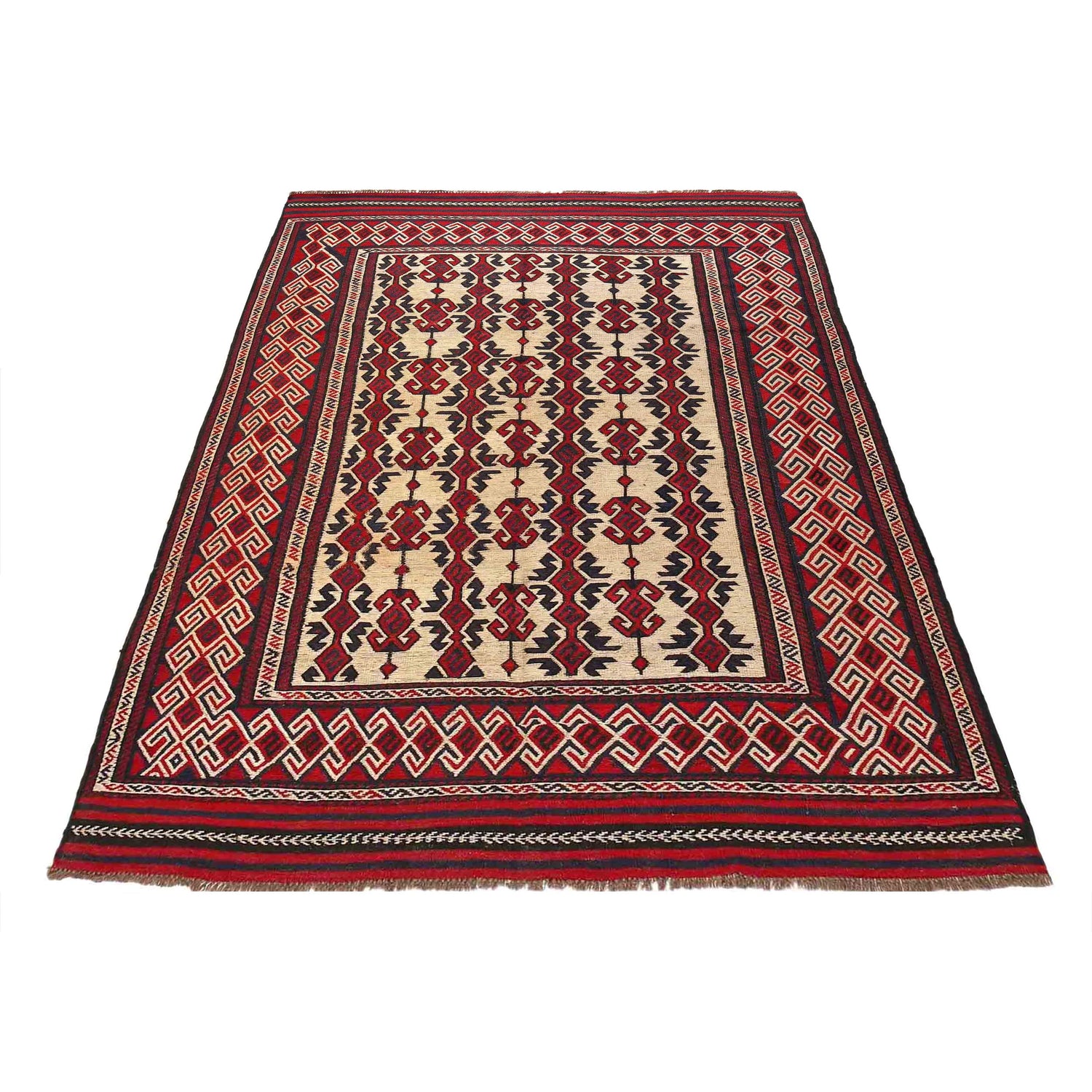 Saghari Kilim Area Rug Handmade Multi Floral 6x9 ft