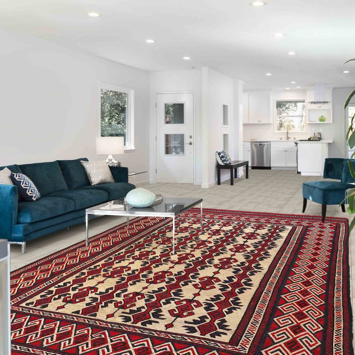 Saghari Kilim Area Rug Handmade Multi Floral 6x9 ft