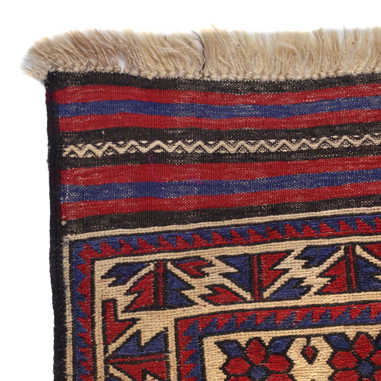 Saghari Kilim Area Rug Handmade Beige Floral 4x6 ft