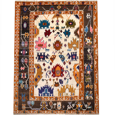 Kohistani Area Rug Handmade Beige Floral 5x8 ft