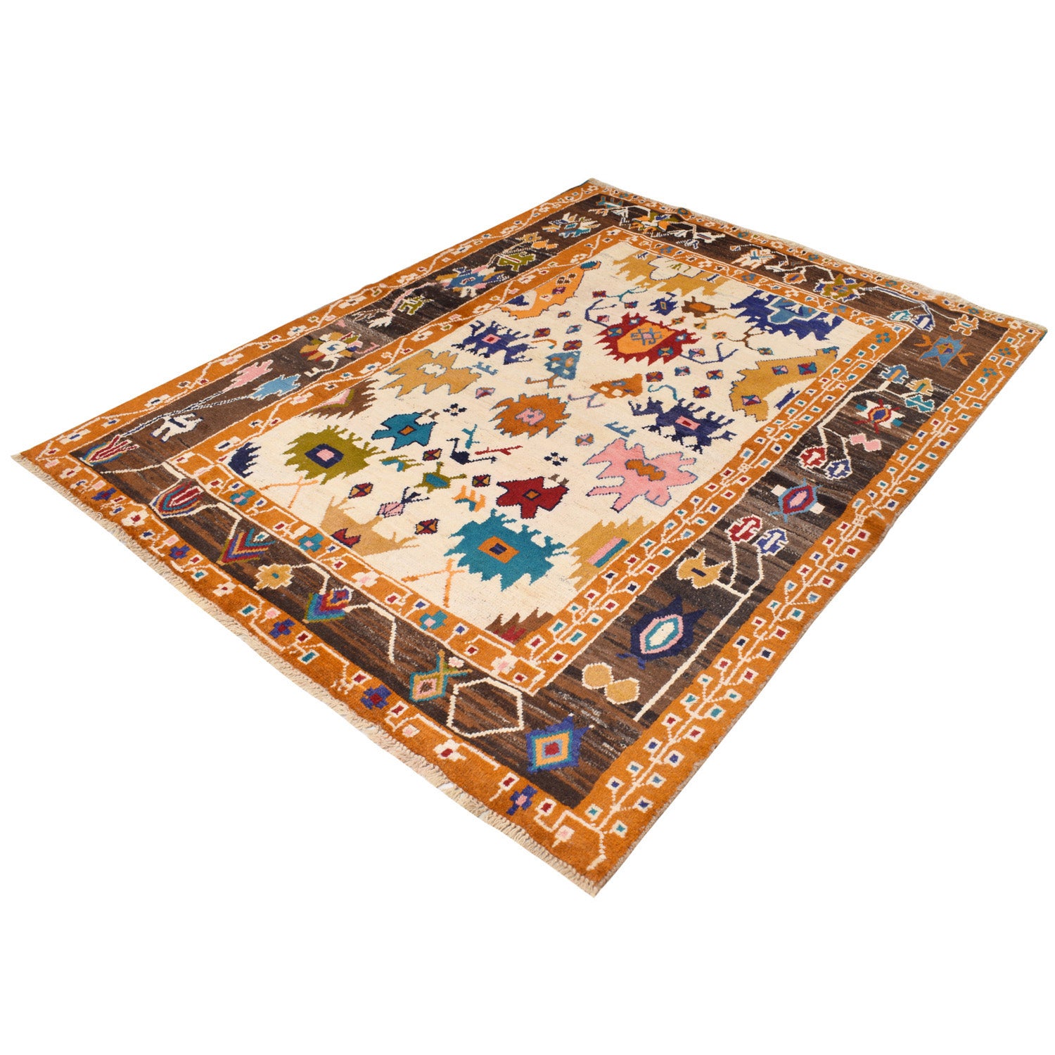Kohistani Area Rug Handmade Beige Floral 5x8 ft