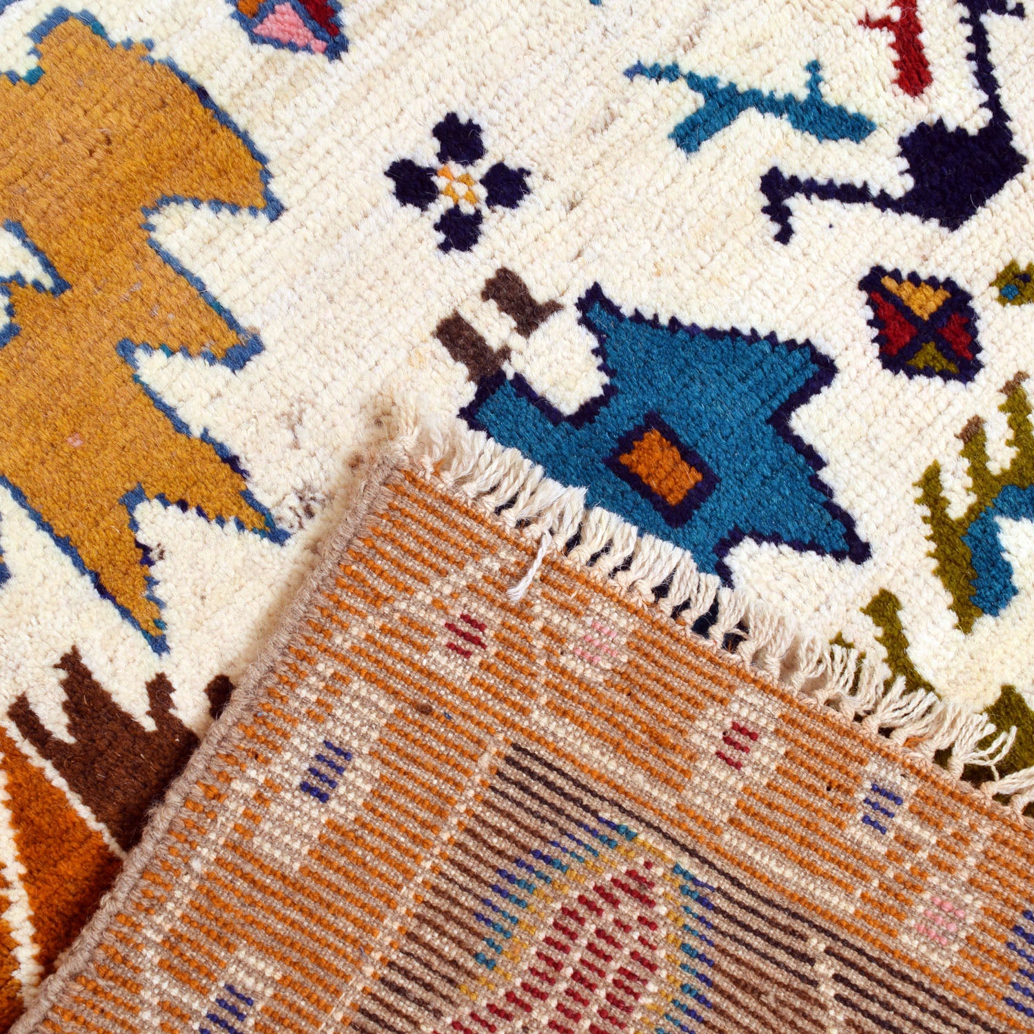 Kohistani Area Rug Handmade Beige Floral 5x8 ft
