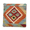 Vegetable Kilim Stool Cover Handmade Multi Geometric 1x1 ft