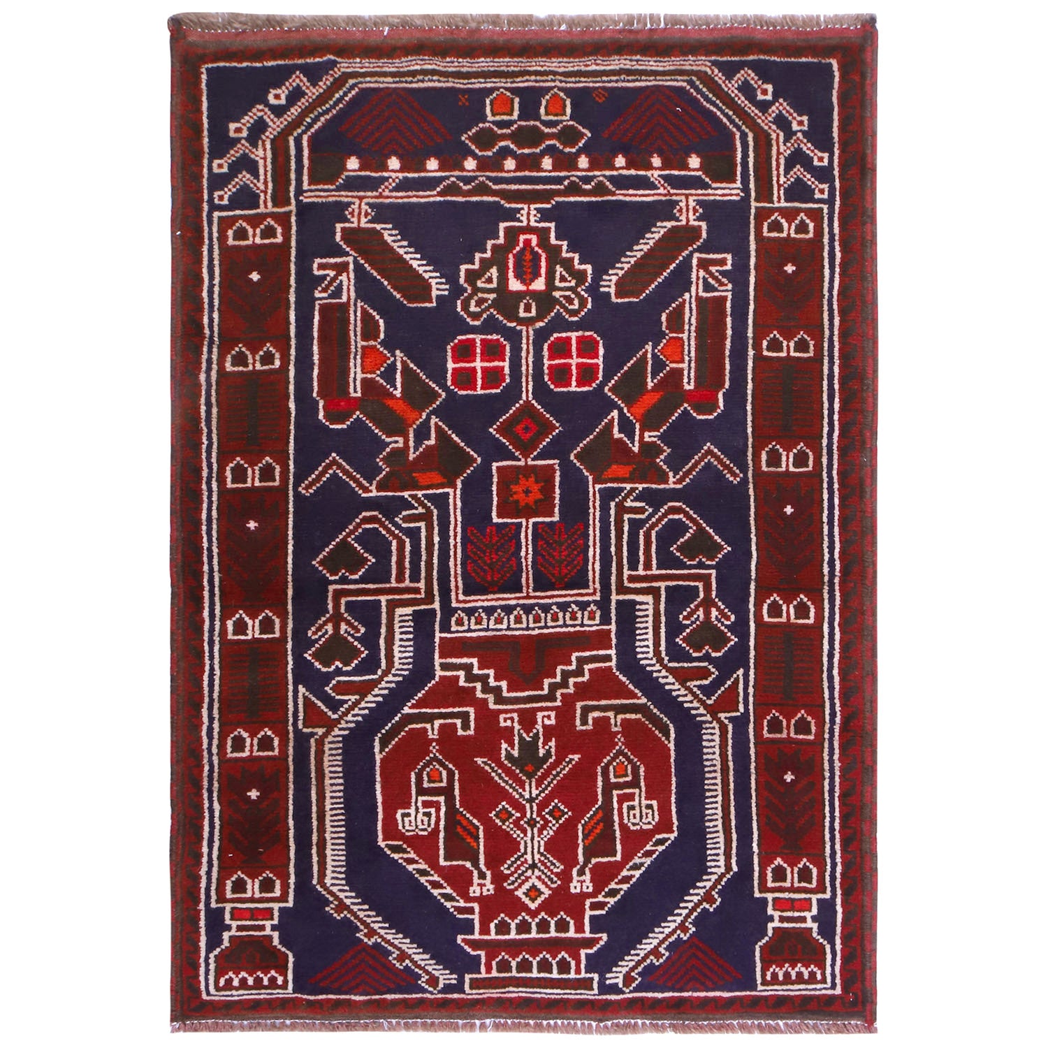 Baluchi Rug Handmade Multi Geometric 3x5 ft