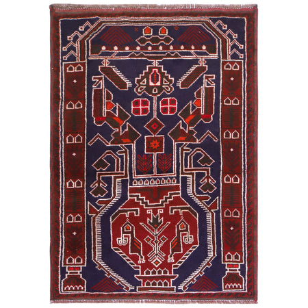 Baluchi Rug Handmade Multi Geometric 3x5 ft