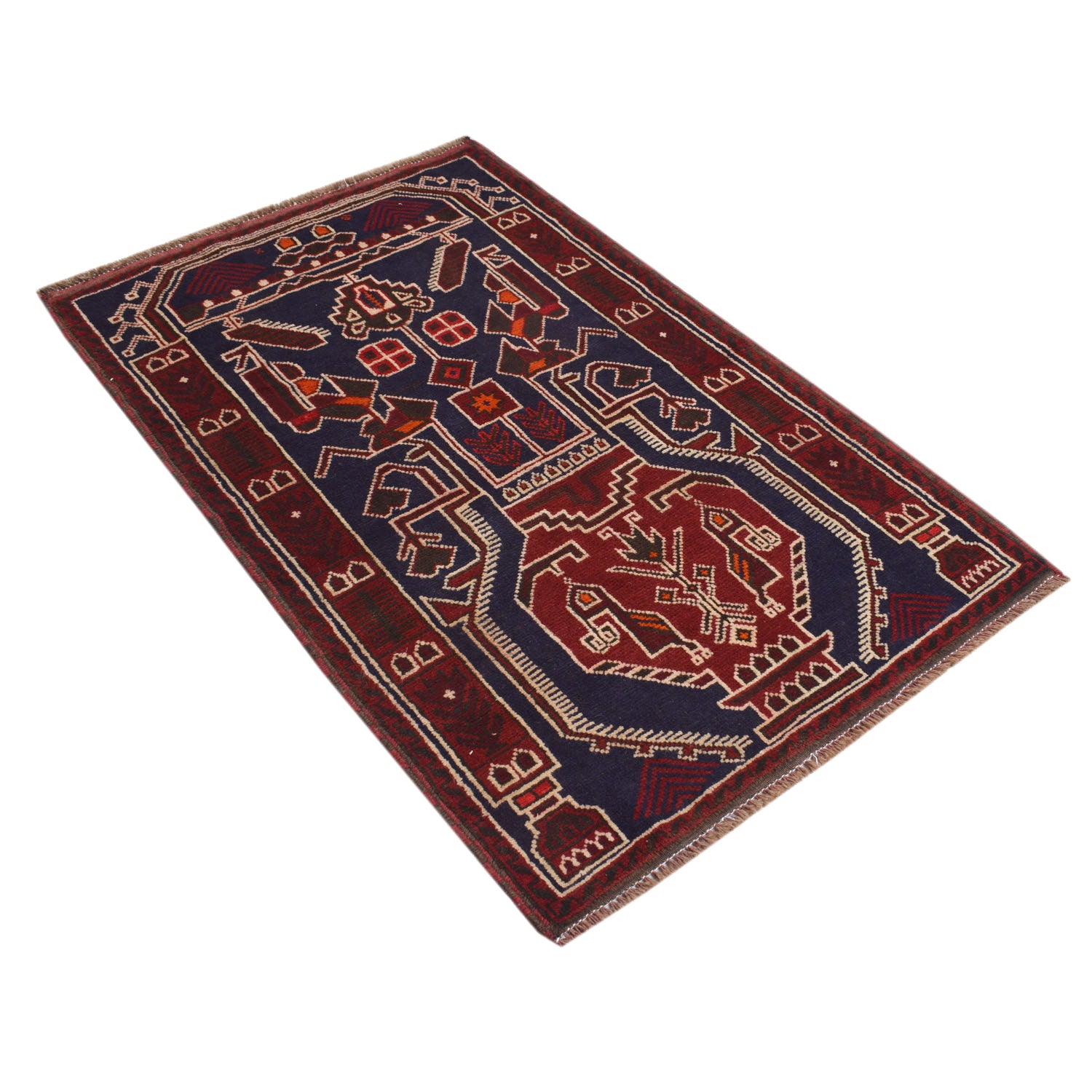 Baluchi Rug Handmade Multi Geometric 3x5 ft