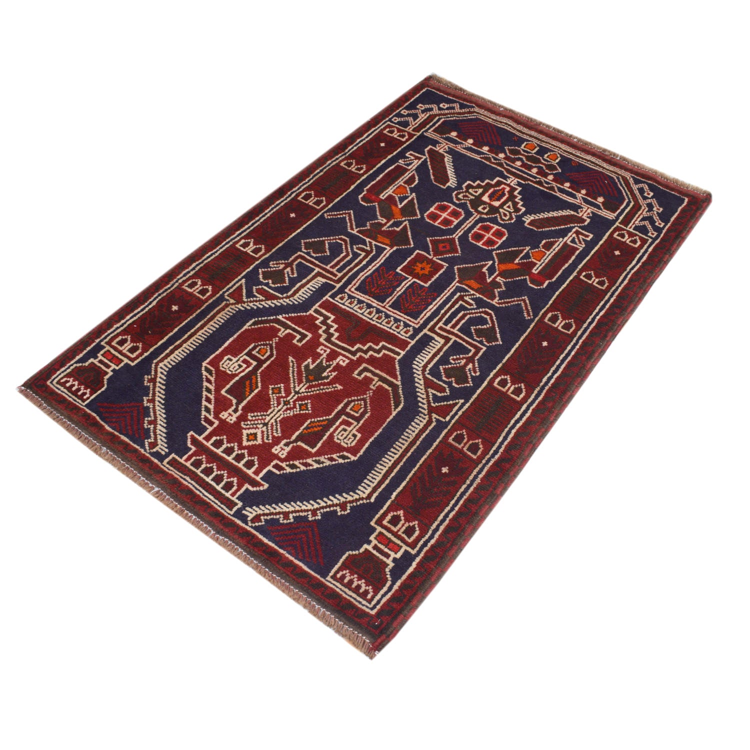 Baluchi Rug Handmade Multi Geometric 3x5 ft