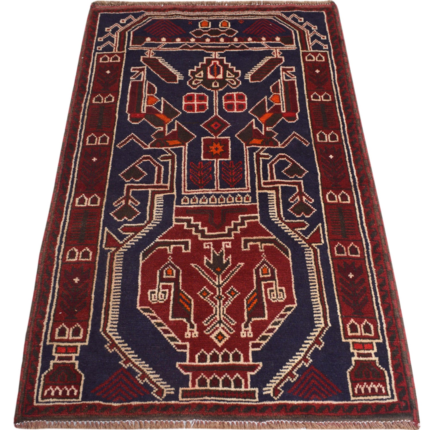 Baluchi Rug Handmade Multi Geometric 3x5 ft