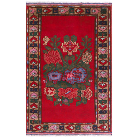 Baluchi Rug Handmade Red Geometric 2x4 ft