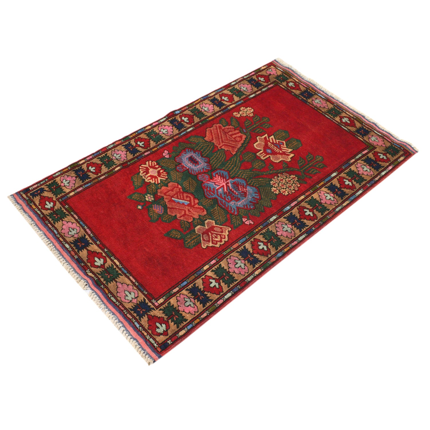 Baluchi Rug Handmade Red Geometric 2x4 ft